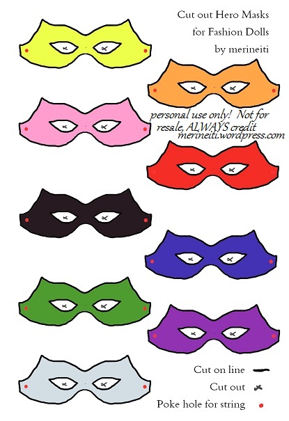 Free printables hero masks for playscale fashion dolls